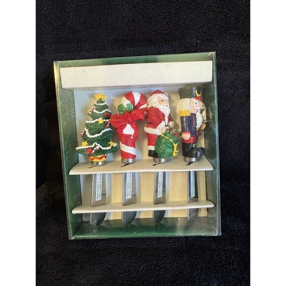 Vtg 1994 Christmas Spreaders by Boston Warehouse Set of 4 Holiday Festive New - Picture 1 of 5